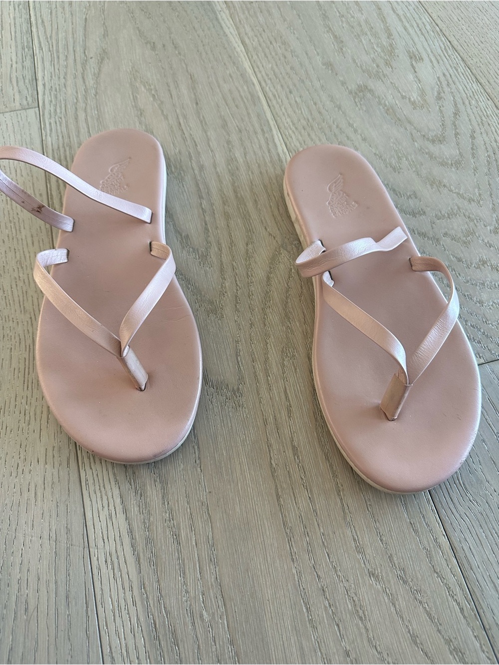 Ancient Greek Sandals Blush Pink Leather Thong Sandals